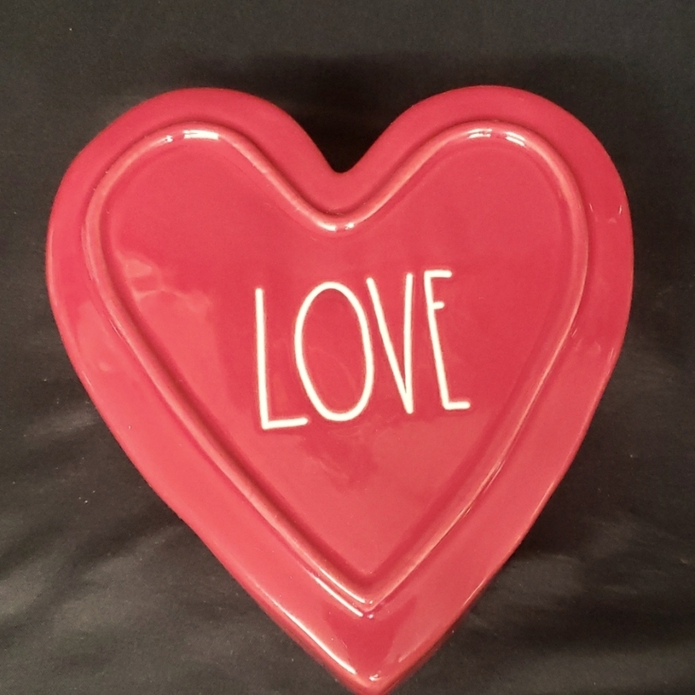 Rae Dunn "LOVE" Covered Heart Shaped Jewelry/Trinket Dish
